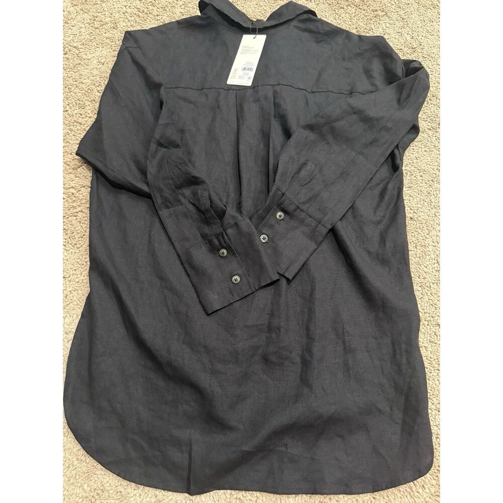 Calia Women's Oversized Henley Button-Down/Cover-Up - XS- Pure Black - Nwt - Picture 4 of 4
